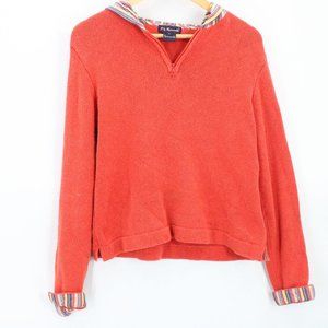 F. by Faconnable Sweater Women's Casual Pink Pullover V Neck Hooded Size M